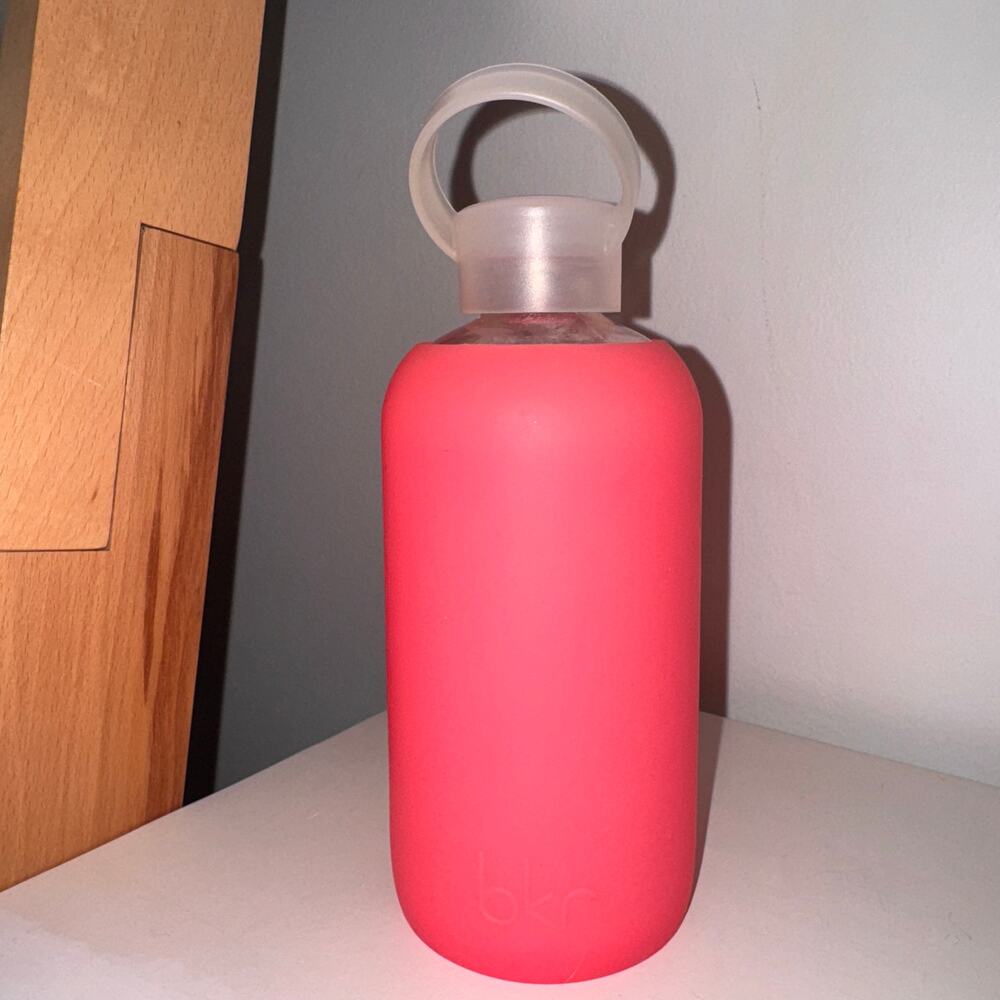 BKR Pink Little Bottle Reusable Glass Dishwasher Safe Removable Silicone Sleeve